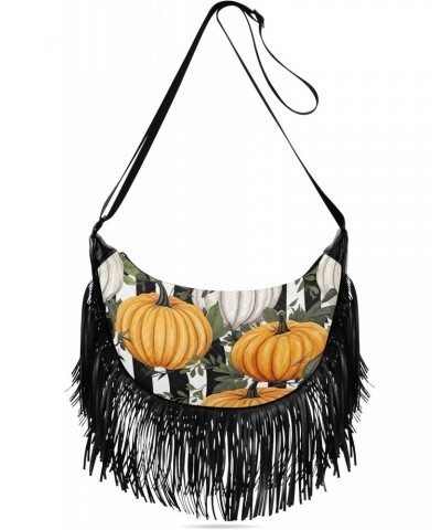 Fall Strpie Pumpkin Tassel Crossbody Handbags for Women Ample Capacity Shoulder Bag with Adjustable Strap Durable Travel Bag ...