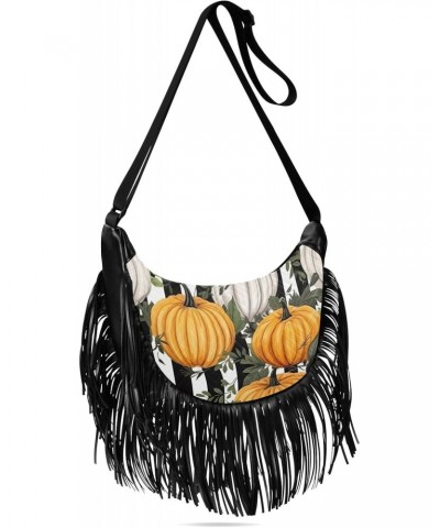 Fall Strpie Pumpkin Tassel Crossbody Handbags for Women Ample Capacity Shoulder Bag with Adjustable Strap Durable Travel Bag ...