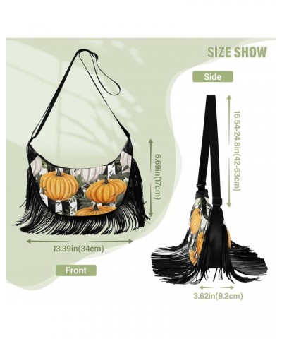 Fall Strpie Pumpkin Tassel Crossbody Handbags for Women Ample Capacity Shoulder Bag with Adjustable Strap Durable Travel Bag ...