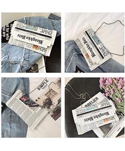 'Newspaper' Handbag, Fashion Envelope Clutch, Cross-body Shoulder Purse, Soft PU Leather Handbags for Women/Girls $13.24 Shou...