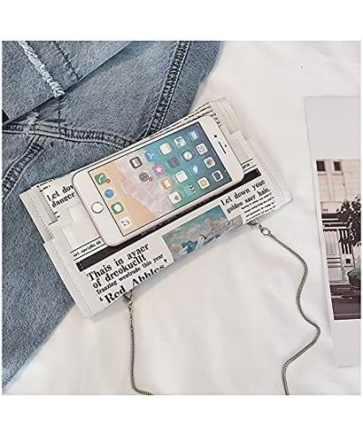 'Newspaper' Handbag, Fashion Envelope Clutch, Cross-body Shoulder Purse, Soft PU Leather Handbags for Women/Girls $13.24 Shou...