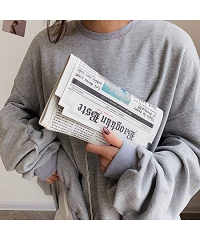 'Newspaper' Handbag, Fashion Envelope Clutch, Cross-body Shoulder Purse, Soft PU Leather Handbags for Women/Girls $13.24 Shou...