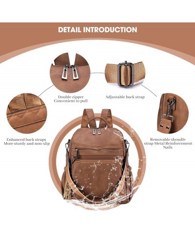 Women Backpack Purse Fashion Leather Large Ladies Shoulder Bags Travel Backpack Purse for Women E-toned Brown $49.12 Backpacks