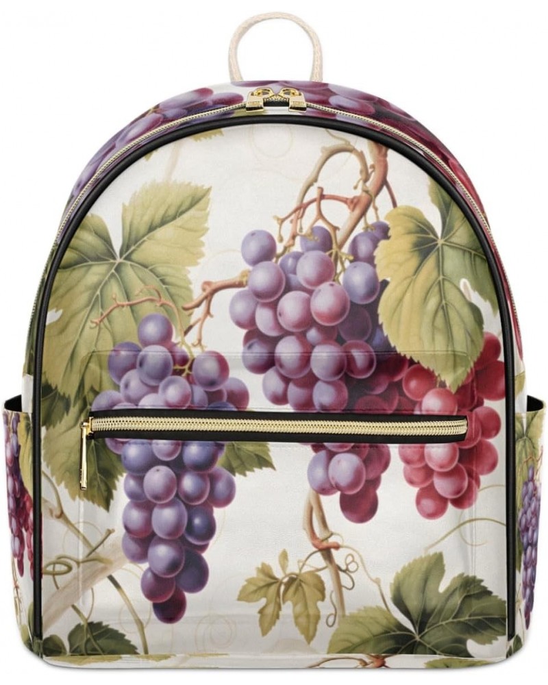 Grape Fruit Theme Backpack Purse for Women PU Leather Lightweight Ladies Shoulder Fashion Satchel Bags Travel Casual Daypack ...