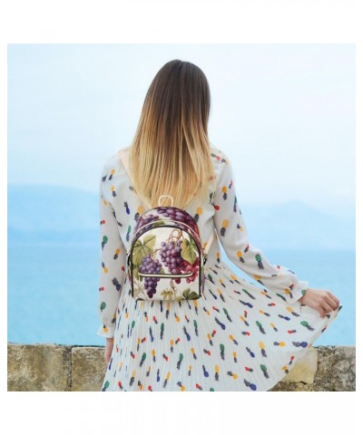 Grape Fruit Theme Backpack Purse for Women PU Leather Lightweight Ladies Shoulder Fashion Satchel Bags Travel Casual Daypack ...