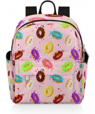 Colorful Chocolate Doughnuts Mini Backpack Purse for Women, Doughnuts Small Fashion Daypack Lightweight, Cute Casual Travel B...