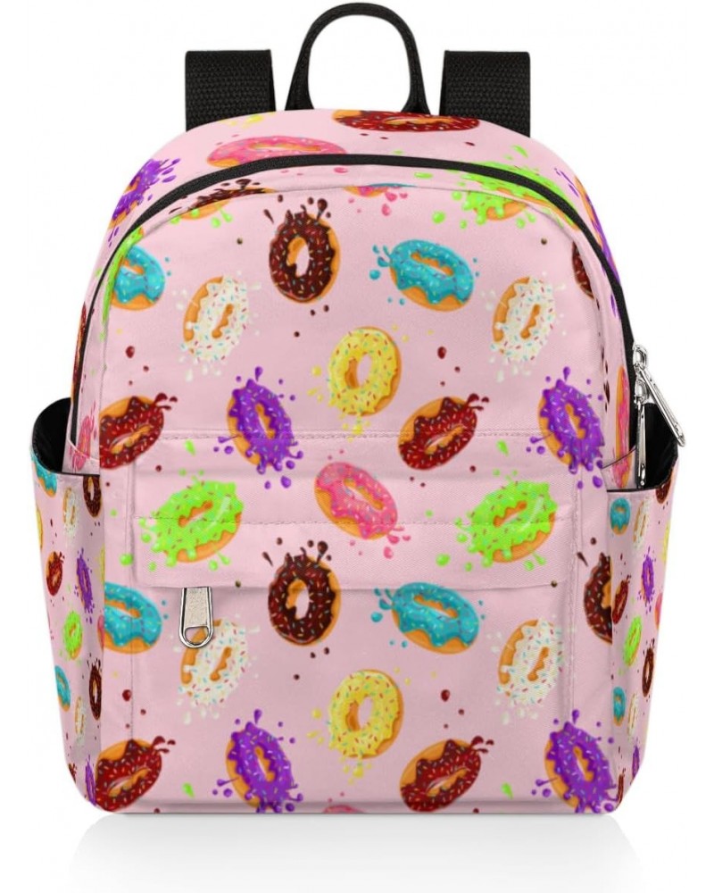 Colorful Chocolate Doughnuts Mini Backpack Purse for Women, Doughnuts Small Fashion Daypack Lightweight, Cute Casual Travel B...