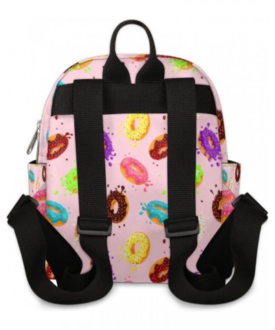 Colorful Chocolate Doughnuts Mini Backpack Purse for Women, Doughnuts Small Fashion Daypack Lightweight, Cute Casual Travel B...