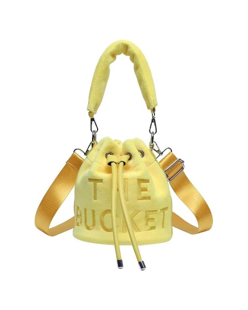 Bucket Bags for Women, Mini Bucket Bag Purses Soft Plush Crossbody Bucket Bags Drawstring Handbags Hobo Bag Yellow $17.48 Hob...