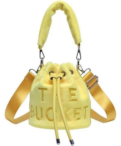 Bucket Bags for Women, Mini Bucket Bag Purses Soft Plush Crossbody Bucket Bags Drawstring Handbags Hobo Bag Yellow $17.48 Hob...