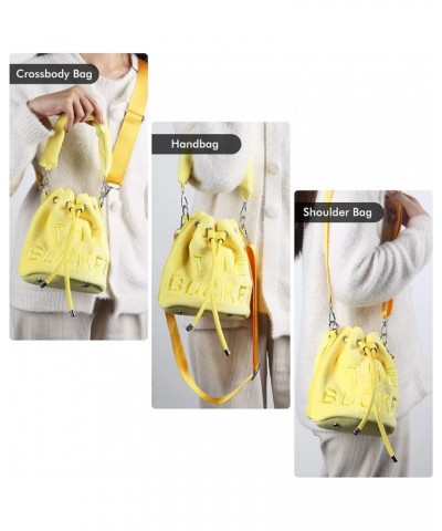 Bucket Bags for Women, Mini Bucket Bag Purses Soft Plush Crossbody Bucket Bags Drawstring Handbags Hobo Bag Yellow $17.48 Hob...