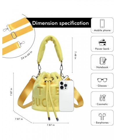 Bucket Bags for Women, Mini Bucket Bag Purses Soft Plush Crossbody Bucket Bags Drawstring Handbags Hobo Bag Yellow $17.48 Hob...