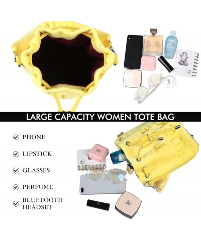 Bucket Bags for Women, Mini Bucket Bag Purses Soft Plush Crossbody Bucket Bags Drawstring Handbags Hobo Bag Yellow $17.48 Hob...