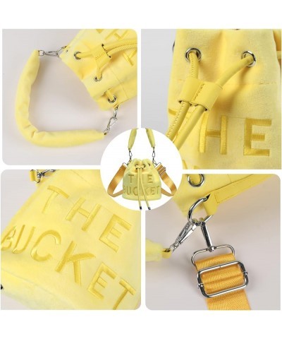 Bucket Bags for Women, Mini Bucket Bag Purses Soft Plush Crossbody Bucket Bags Drawstring Handbags Hobo Bag Yellow $17.48 Hob...