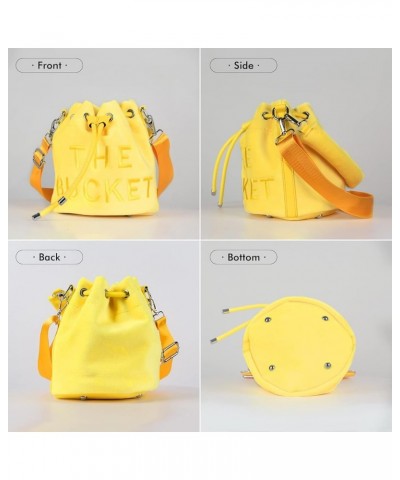 Bucket Bags for Women, Mini Bucket Bag Purses Soft Plush Crossbody Bucket Bags Drawstring Handbags Hobo Bag Yellow $17.48 Hob...