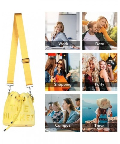 Bucket Bags for Women, Mini Bucket Bag Purses Soft Plush Crossbody Bucket Bags Drawstring Handbags Hobo Bag Yellow $17.48 Hob...