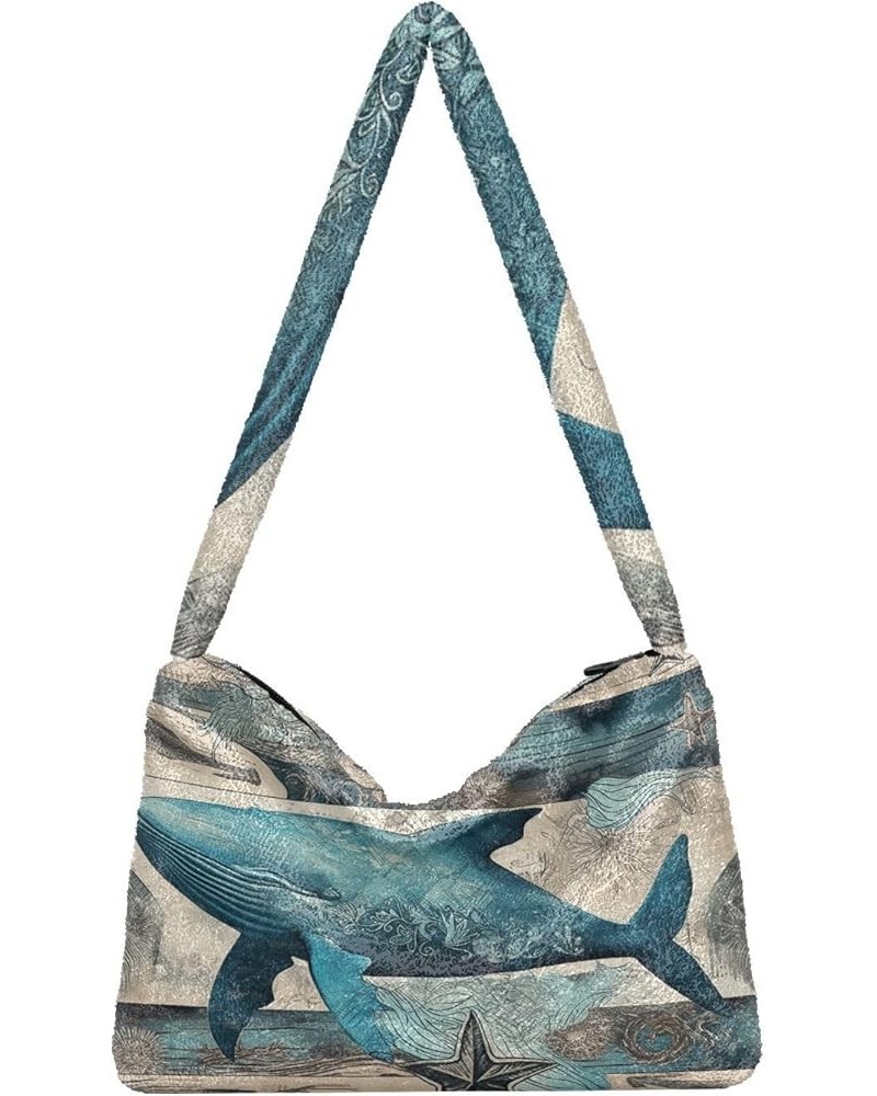 Cute Cat Behind Broken Wall Women's Bag, Crossbody Bookbag for Women, Womens Outdoor Bag Marine Life Whale Coral $12.49 Totes