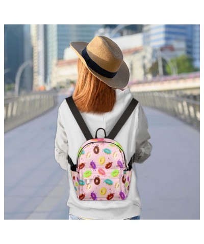 Colorful Chocolate Doughnuts Mini Backpack Purse for Women, Doughnuts Small Fashion Daypack Lightweight, Cute Casual Travel B...