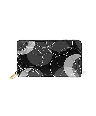 Vintage Retro Vinyl Record Music Background Vintage Retro Texture Women Leather Zipper Long Wallet, Large Capacity Organizer ...