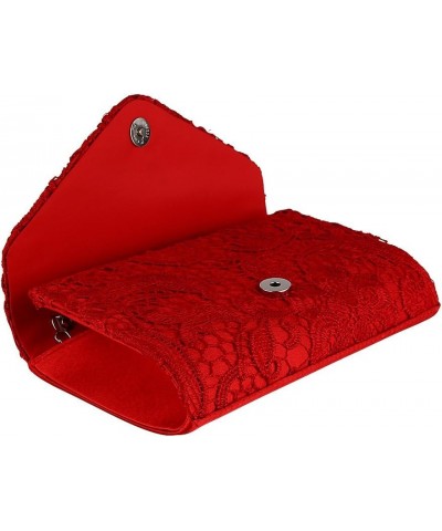 Evening Clutch Womens Floral Lace Envelope Clutch Purses Handbags For Wedding And Party Red $12.99 Evening Bags