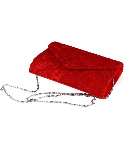 Evening Clutch Womens Floral Lace Envelope Clutch Purses Handbags For Wedding And Party Red $12.99 Evening Bags