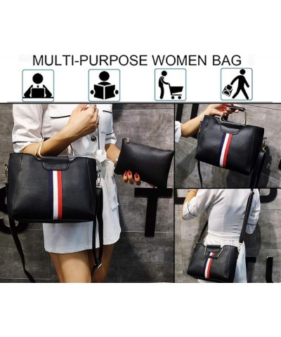 Handbag for Women Tote Bag Pouch Handbag Purse Messenger Bag Wallet 2 Pcs Set Black $21.05 Totes