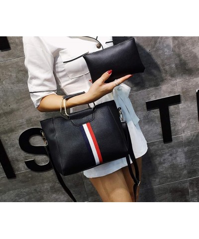 Handbag for Women Tote Bag Pouch Handbag Purse Messenger Bag Wallet 2 Pcs Set Black $21.05 Totes