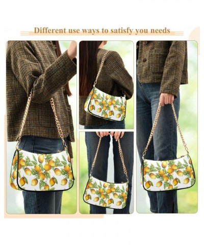 Lemons Shoulder Bag for Women Fabric Crescent Handbag with Zipper Chain Clutch Purses for Girls Travel Party Concert Teen $15...