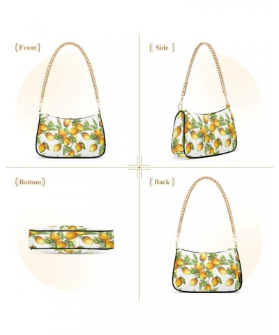 Lemons Shoulder Bag for Women Fabric Crescent Handbag with Zipper Chain Clutch Purses for Girls Travel Party Concert Teen $15...