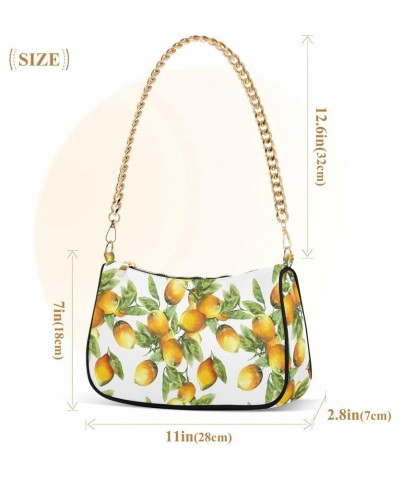 Lemons Shoulder Bag for Women Fabric Crescent Handbag with Zipper Chain Clutch Purses for Girls Travel Party Concert Teen $15...