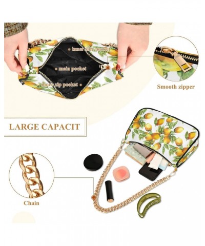 Lemons Shoulder Bag for Women Fabric Crescent Handbag with Zipper Chain Clutch Purses for Girls Travel Party Concert Teen $15...