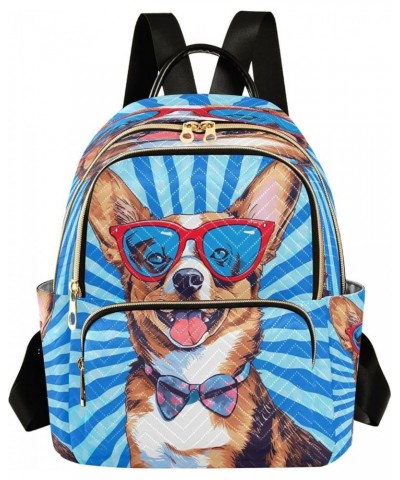 Cute Corgi Blue Backpack Purse for Women Fashion Travel Bag Ladies Shoulder Bags Hiking Sports Ladies Daypack,S Medium $16.73...