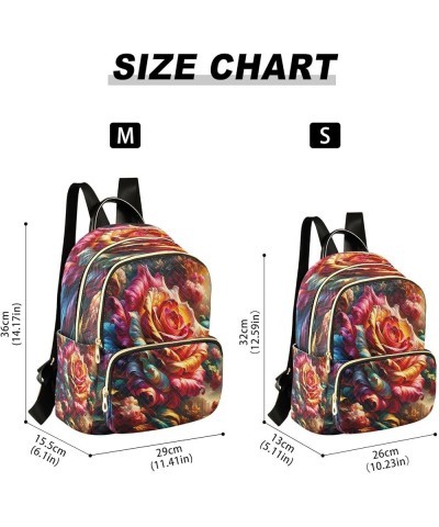 Backpack Purse for Women Colorful Rose Elegant, Mini Fashion Backpack Valentines Day Lightweight Casual Daypack Shoulder Bag ...