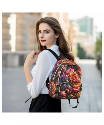 Backpack Purse for Women Colorful Rose Elegant, Mini Fashion Backpack Valentines Day Lightweight Casual Daypack Shoulder Bag ...