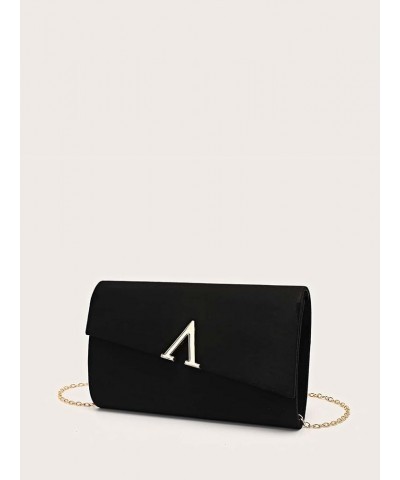 Women's Metal Envelope Foldover Bag Fashionable Clutch Bag Crossbody Bag Strap Apricot One-Size Black $23.46 Totes