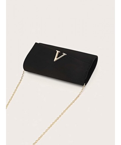 Women's Metal Envelope Foldover Bag Fashionable Clutch Bag Crossbody Bag Strap Apricot One-Size Black $23.46 Totes