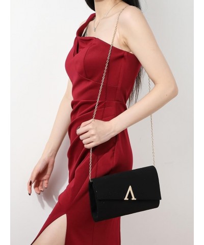 Women's Metal Envelope Foldover Bag Fashionable Clutch Bag Crossbody Bag Strap Apricot One-Size Black $23.46 Totes