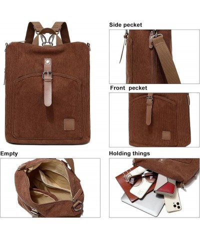 Corduroy Backpack Purse Set Women Ladies Fashion Casual Lightweight Shoulder Bag Wallet Travel Daypack (Brown) Brown $16.79 B...