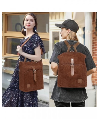 Corduroy Backpack Purse Set Women Ladies Fashion Casual Lightweight Shoulder Bag Wallet Travel Daypack (Brown) Brown $16.79 B...