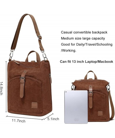 Corduroy Backpack Purse Set Women Ladies Fashion Casual Lightweight Shoulder Bag Wallet Travel Daypack (Brown) Brown $16.79 B...