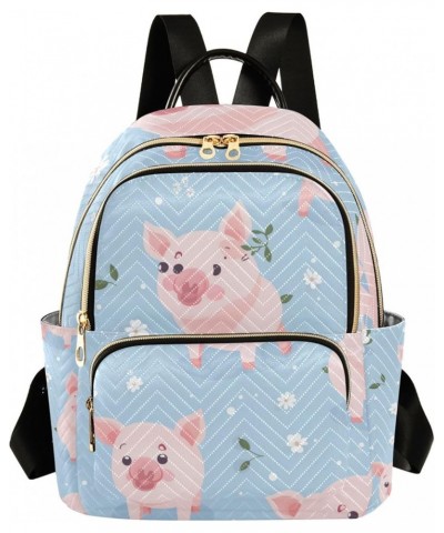 Mini Backpack Purse for Women, Pink Pigs Flowers Travel Bag Casual Daypack Shoulder Bag Medium $14.72 Backpacks