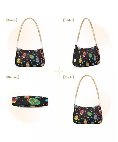 Cute Christmas Sloths Small Purses for Women Chain Shoulder Bag Small with Zipper Day Dead Flower Skull Pattern $12.04 Totes