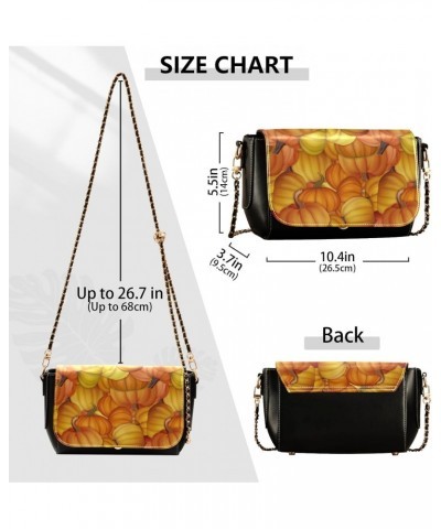 Fall Funny Fresh Pumpkins PU Leather Crossbody Handbag for Women Shoulder Purse with Adjustable Metal Chain Waterproof Crossb...