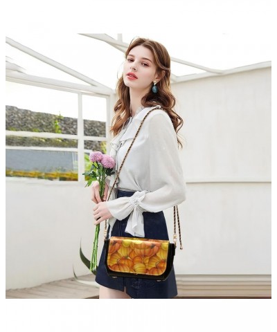 Fall Funny Fresh Pumpkins PU Leather Crossbody Handbag for Women Shoulder Purse with Adjustable Metal Chain Waterproof Crossb...