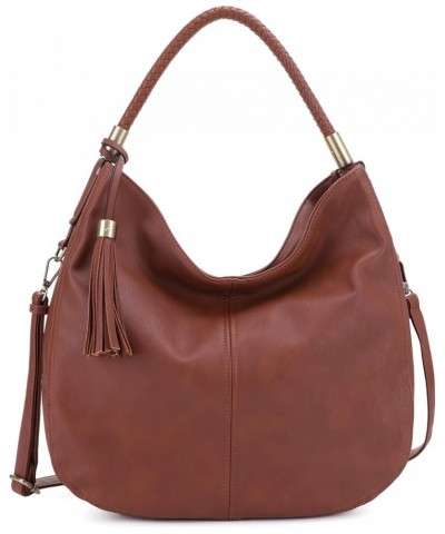 Large Concealed Carry PU leather Hobo Shoulder Bag For Women With Crossbody Strap and Detachable Holster Brown $24.00 Hobo Bags