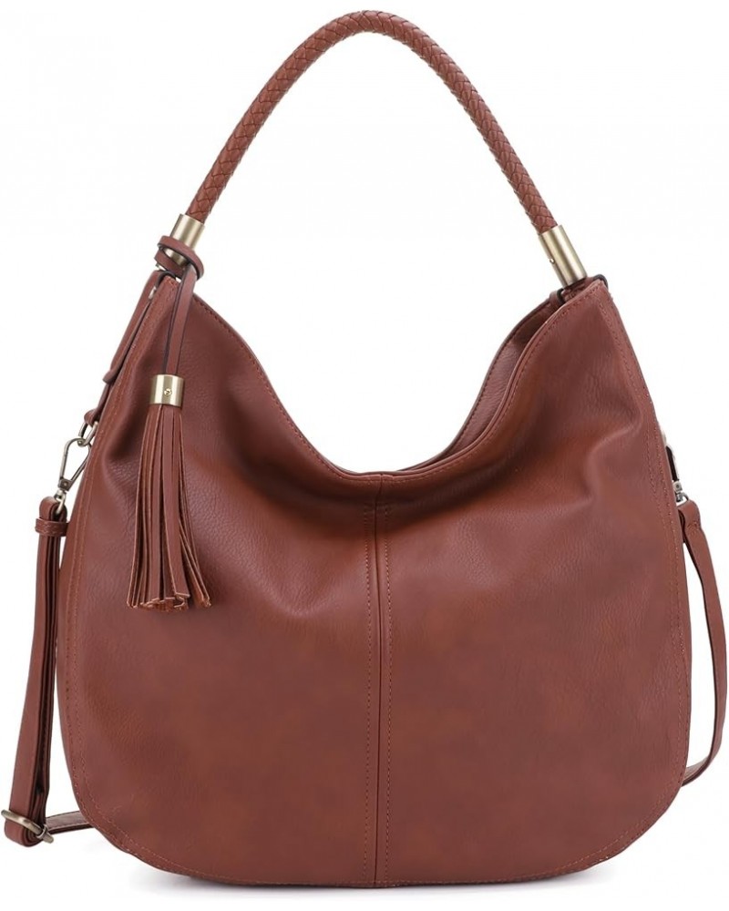 Large Concealed Carry PU leather Hobo Shoulder Bag For Women With Crossbody Strap and Detachable Holster Brown $24.00 Hobo Bags