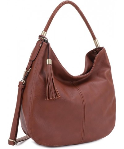 Large Concealed Carry PU leather Hobo Shoulder Bag For Women With Crossbody Strap and Detachable Holster Brown $24.00 Hobo Bags