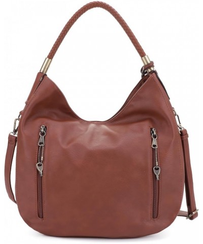 Large Concealed Carry PU leather Hobo Shoulder Bag For Women With Crossbody Strap and Detachable Holster Brown $24.00 Hobo Bags