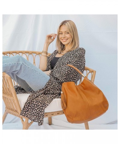 Large Concealed Carry PU leather Hobo Shoulder Bag For Women With Crossbody Strap and Detachable Holster Brown $24.00 Hobo Bags