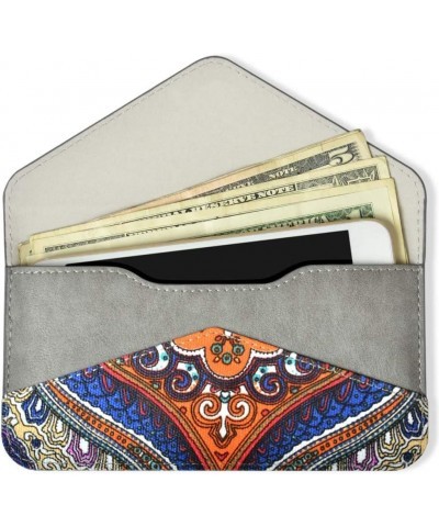 Women's Card Wallet Envelope Style Credit Card Holder Cute Cash Wallet for Ladies Blue Canvas with PU Leather $9.43 Wallets